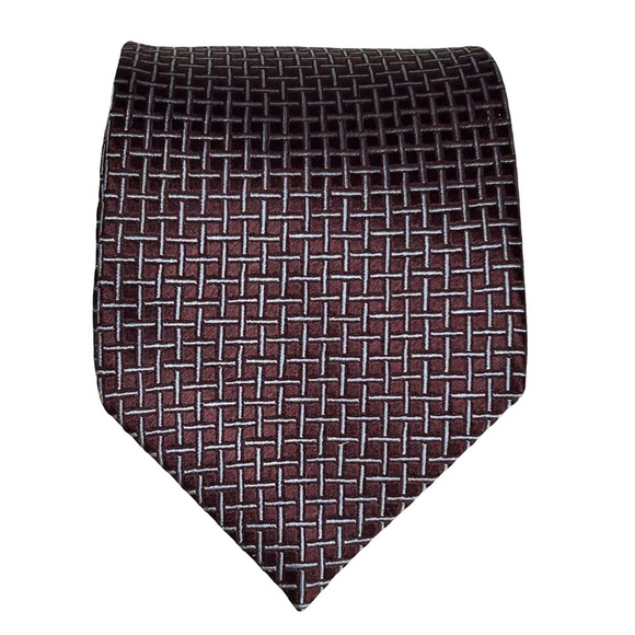 Giorgio Armani Necktie Tie Classic Luxury Window Pane Sheen 100% Silk Made Italy - Picture 4 of 11